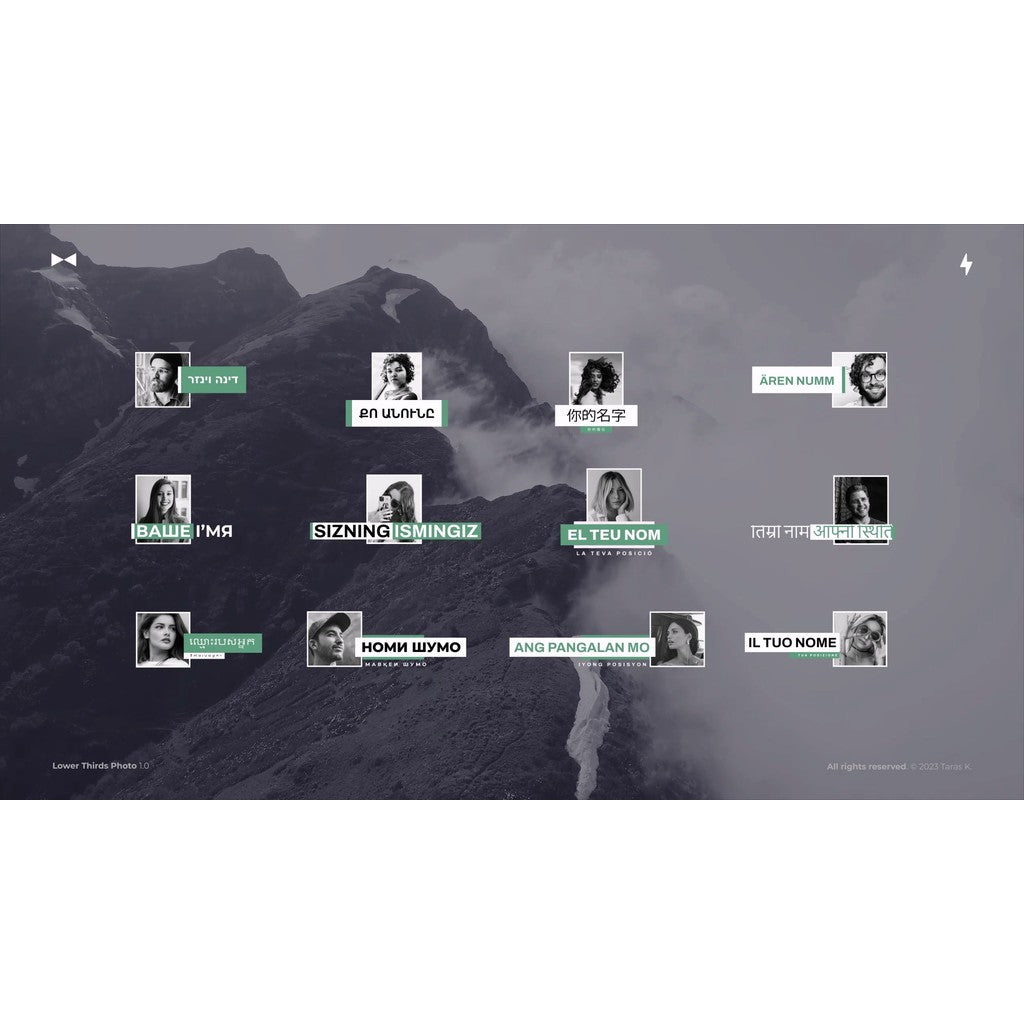 📷 Lower Thirds Photo | 12 Name Tags with Images Layout Templates [MICHIGO STUDIO]