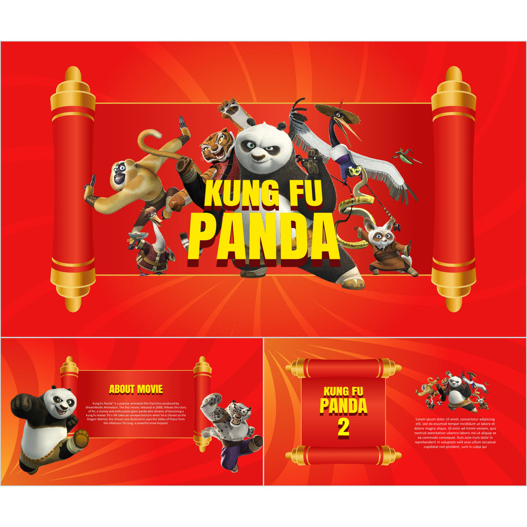 POWERPOINT TEMPLATE 143 | 🐼 Kung Fu Panda Movie Theme PPT English Introduction Student Movie Review [ MICHIGO STUDIO ]