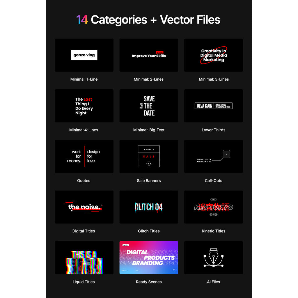 🅰️ 1800+ Title Templates | Pro Subtitle Pack with Preview [MICHIGO STUDIO]