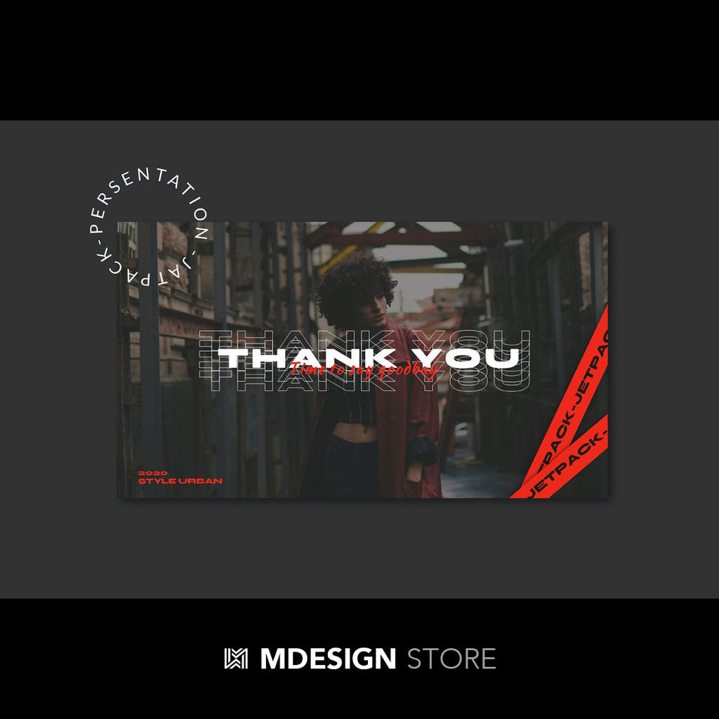 POWERPOINT TEMPLATE 297 | 🏙 Fashion Trendy Street Brand Promotion Dark Presentation PPT Template No Image
