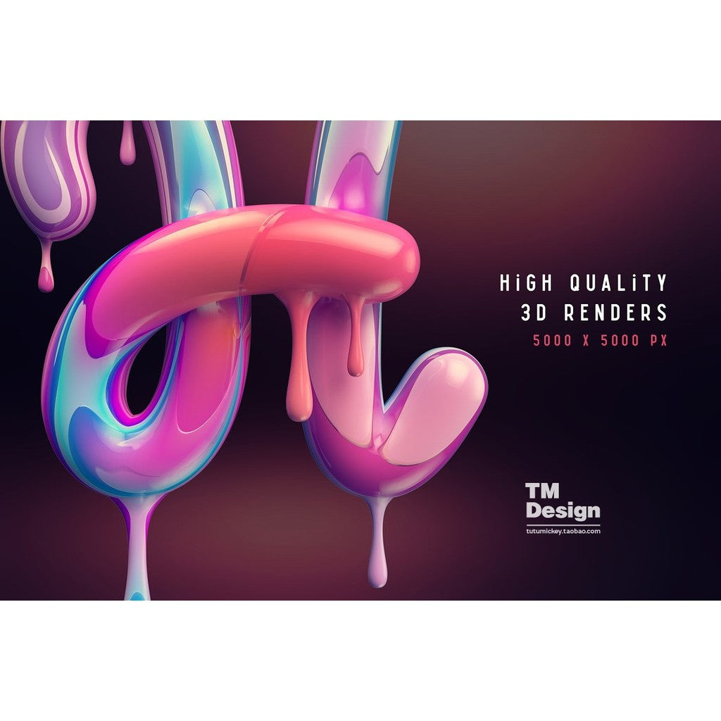 🎨 PSD TEMPLATE | Colorful Melted Cream 3D Effect Font PSD Layer Style Design Material [MICHIGO STUDIO]