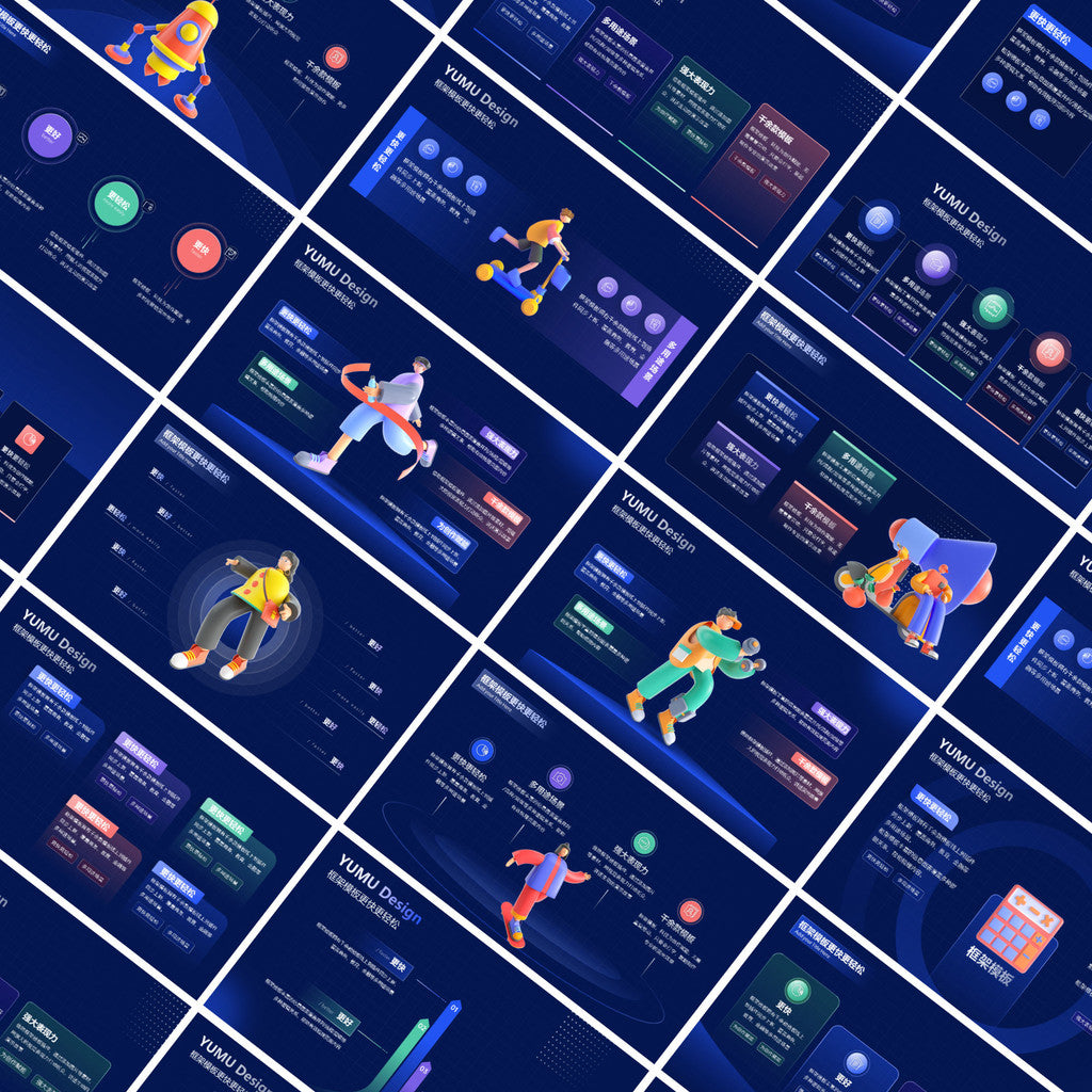 POWERPOINT TEMPLATE 30 | 🧩 150 Pages 3D Character Structure Diagram Editable Creative Layout PPT Template