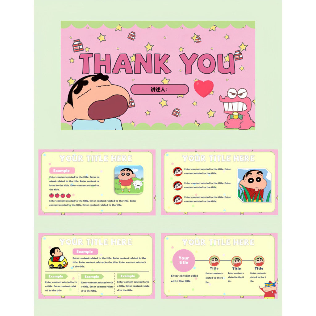 POWERPOINT TEMPLATE 120 | 🖍️ Crayon Shinchan PPT Template 10 Pages Editable Text & Graphics [ MICHIGO STUDIO ]