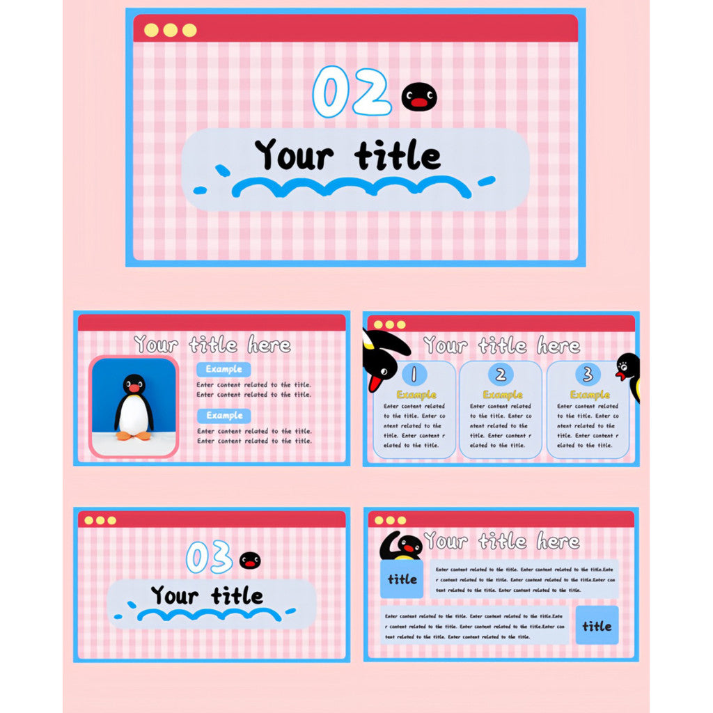 POWERPOINT TEMPLATE 278 | 🐧 Pingu Penguin Family PPT Template 15 Pages Editable Text & Images [ MICHIGO STUDIO ]