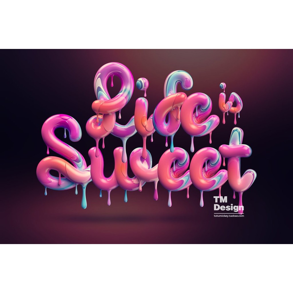 🎨 PSD TEMPLATE | Colorful Melted Cream 3D Effect Font PSD Layer Style Design Material [MICHIGO STUDIO]