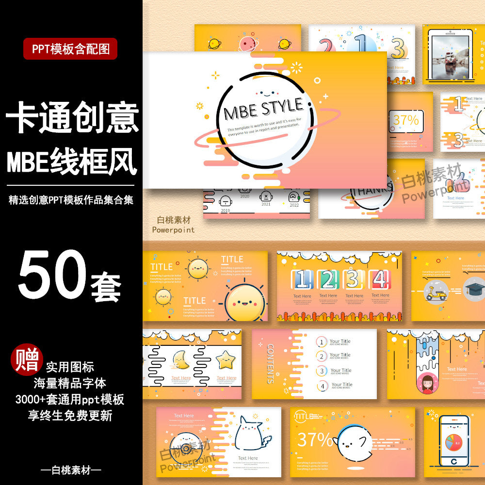 POWERPOINT TEMPLATE 61 | 🎨 Cute Hand-Drawn MBE Line Cartoon Creative Fresh Teaching Graduation Defense PPT Template