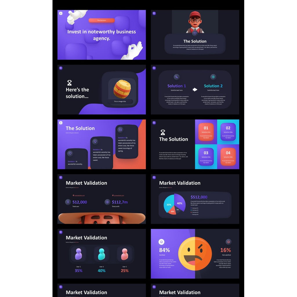 POWERPOINT TEMPLATE 28 | 🖤 80 Pages High-End 3D Dynamic Black & White Stylish Layout PPT Template [ MICHIGO STUDIO ]