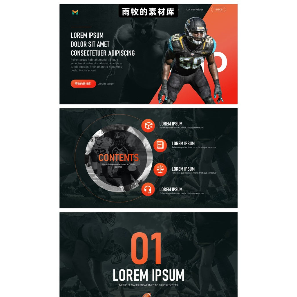 POWERPOINT TEMPLATE 35 | 🏈 19 Pages English Sports Rugby Event Proposal Stylish Layout PPT Template [ MICHIGO STUDIO ]