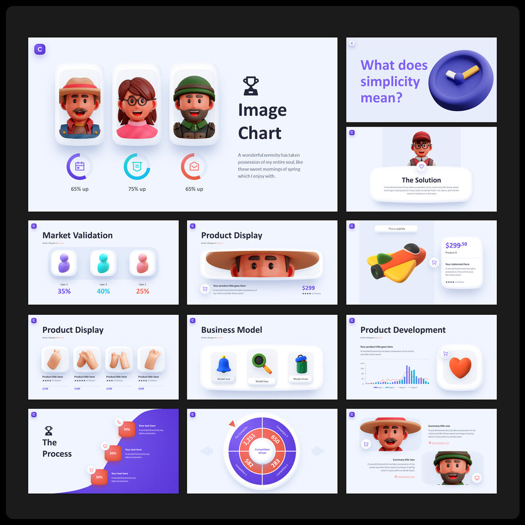 POWERPOINT TEMPLATE 28 | 🖤 80 Pages High-End 3D Dynamic Black & White Stylish Layout PPT Template [ MICHIGO STUDIO ]