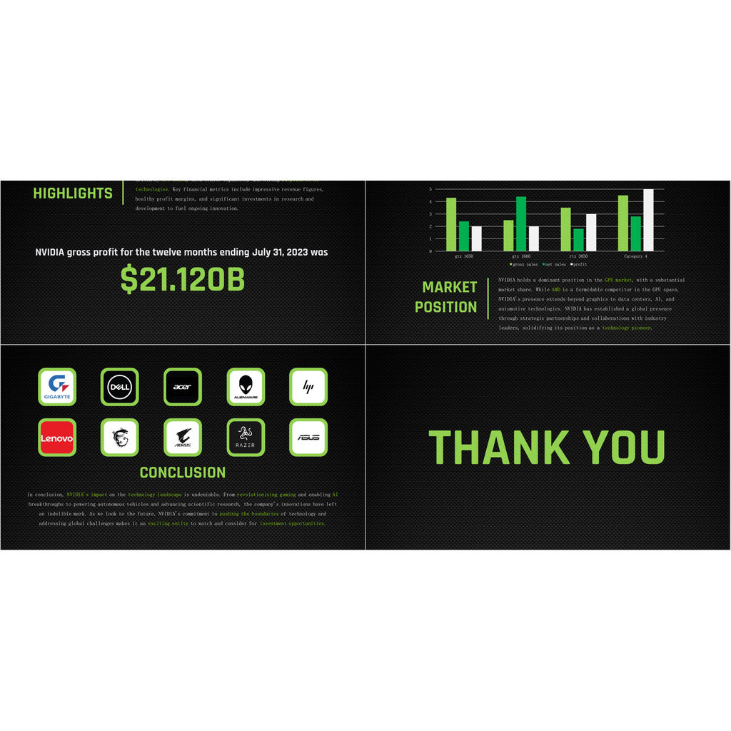 POWERPOINT TEMPLATE 317 | 💻 NVIDIA Company Profile PPT Template English Introduction Corporate Brand Content Included