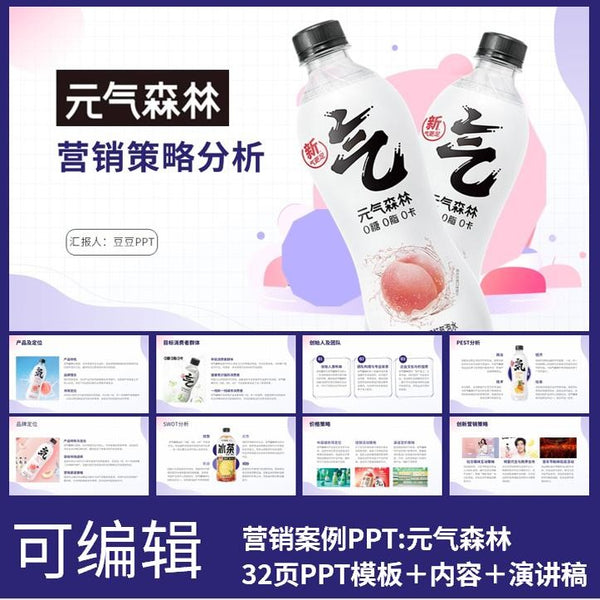 POWERPOINT TEMPLATE 55 | 🥤 Genki Forest Brand Marketing Strategy Case Study Class Report PPT Template [ MICHIGO STUDIO ]