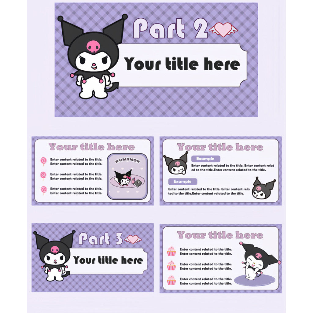 POWERPOINT TEMPLATE 280 | 🎀 Kuromi PPT Template 15 Pages Editable Text & Images [ MICHIGO STUDIO ]