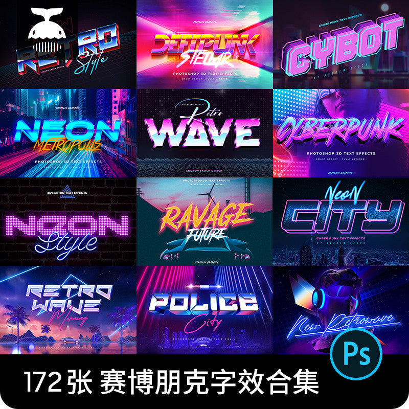 🎨 PSD TEMPLATE | Cyberpunk Sci-Fi Font Effect Poster Text Smart Mockup PSD [MICHIGO STUDIO]
