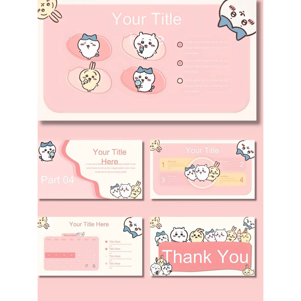 POWERPOINT TEMPLATE 115 | 🐰 6 Chiikawa PPT Templates Usagy PPT Templates [ MICHIGO STUDIO ]