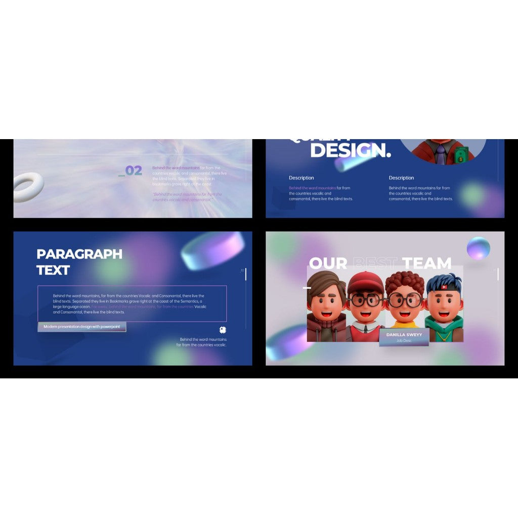 POWERPOINT TEMPLATE 19 | ✨ 46 Pages Dynamic 3D Unreal High-End Layout Stylish PPT Template [ MICHIGO STUDIO ]