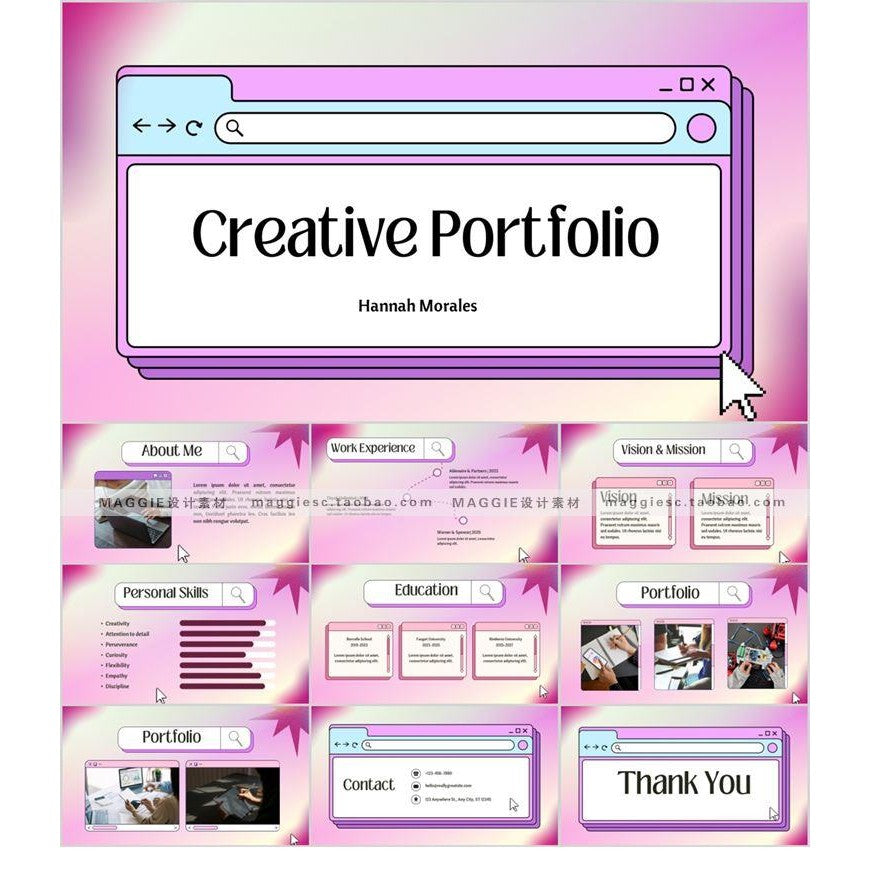 POWERPOINT TEMPLATE 272 | 🌐 Creative Web Style Cartoon Teacher Courseware Business Meeting Work Report PPT