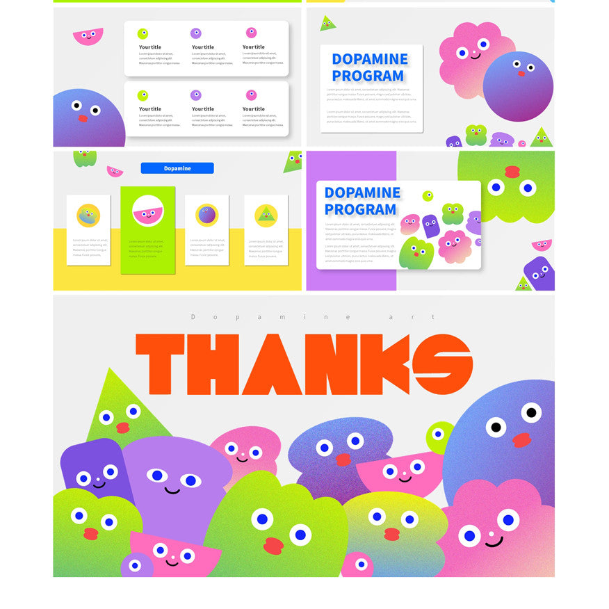 POWERPOINT 246 | 🎨 Cartoon Art Dopamine Gradient Fun Summer Creative Kindergarten Report
