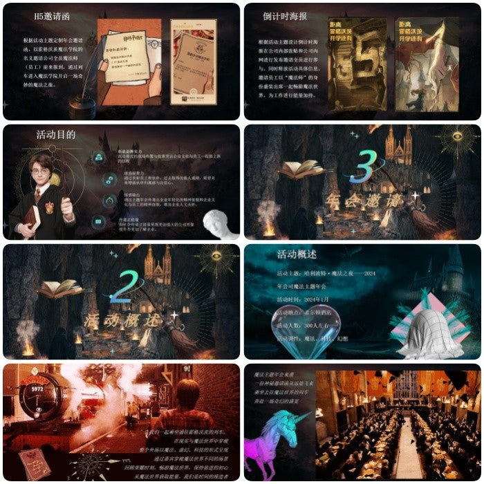 POWERPOINT TEMPLATE 299 | 🧙‍♂️ 2024 Company Annual Party Planning Harry Potter Magic Main PPT