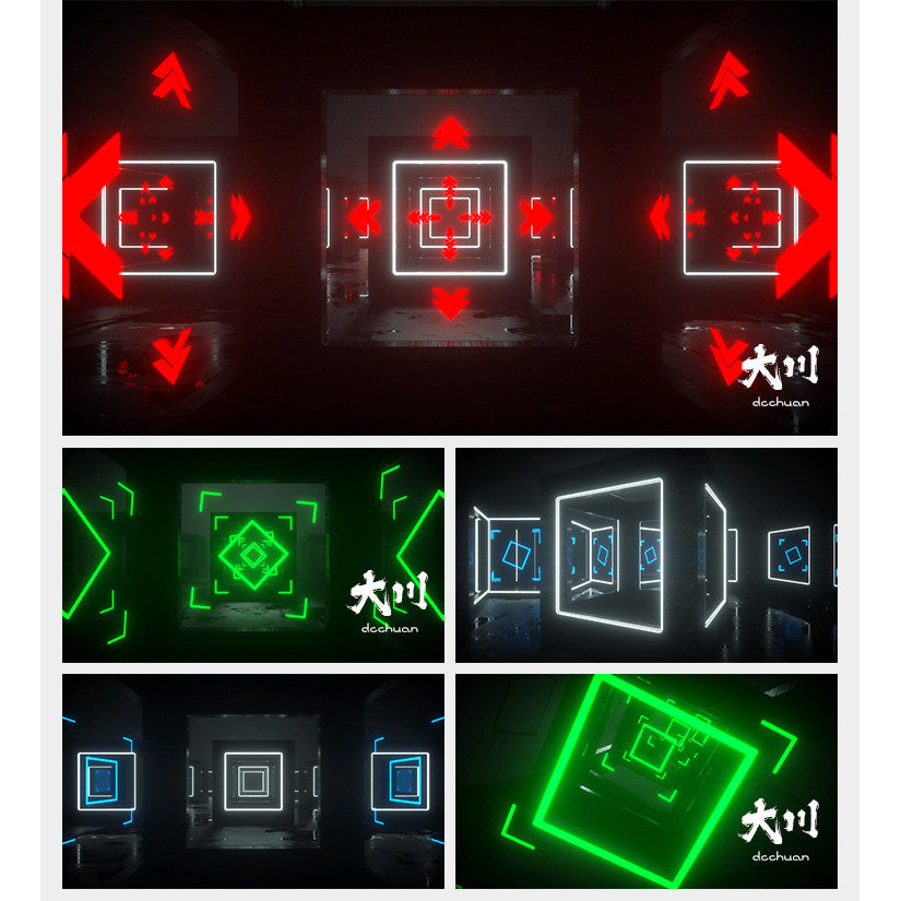 VJ PACK | 💡 Cool Neon Lightbox Flicker Mechanical Transition LED Stage Background Visuals [MICHIGO STUDIO]