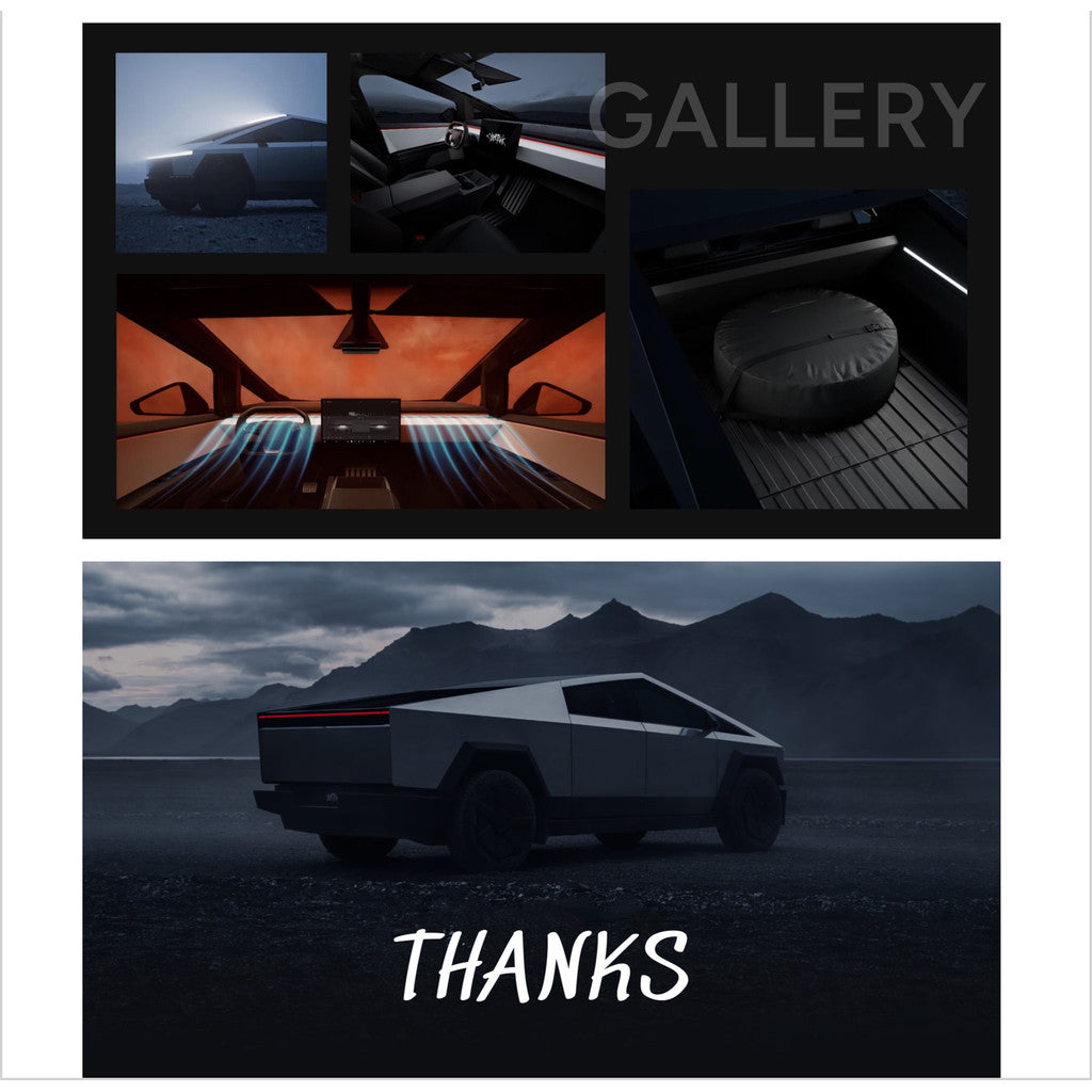 POWERPOINT TEMPLATE 256 | 🚗 Tesla Cybertruck Brand Introduction English PPT Template Editable Content [ MICHIGO STUDIO ]