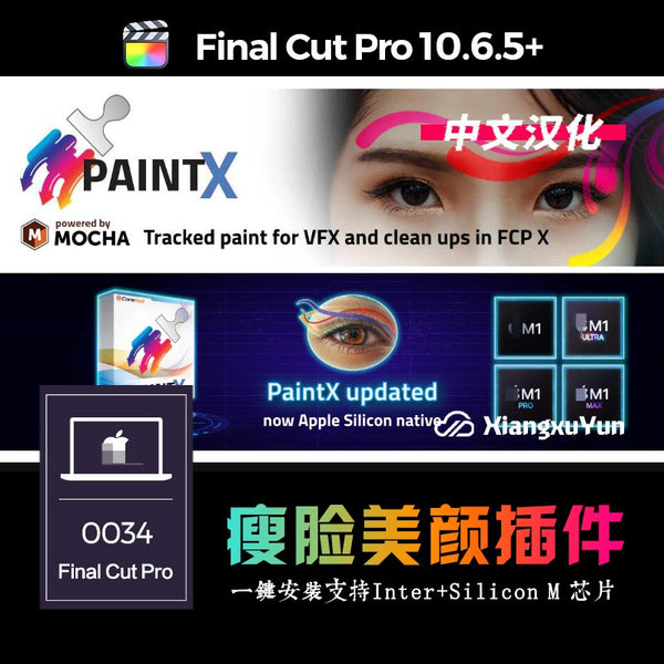 FCPX | 💄 PaintX – Face Slimming, Skin Retouch & Beauty Plugin Tracking, Acne Removal & Body Reshape [MICHIGO STUDIO]