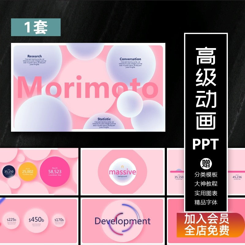 POWERPOINT TEMPLATE 6 | 🍬 Cute Animated Dynamic Pink Macaron High-End Work Report PPT Template [ MICHIGO STUDIO ]