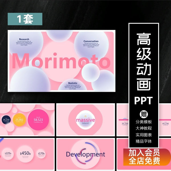 POWERPOINT TEMPLATE 6 | 🍬 Cute Animated Dynamic Pink Macaron High-End Work Report PPT Template [ MICHIGO STUDIO ]