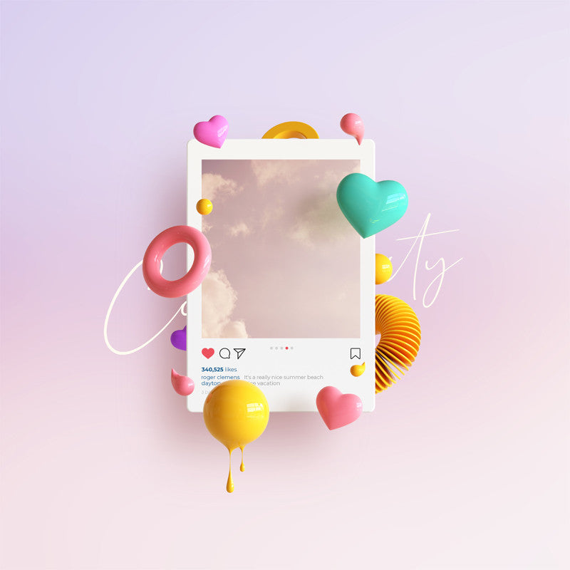 🎨 PSD TEMPLATE | 3D Shapes Instagram Photo Share Background PSD [MICHIGO STUDIO]
