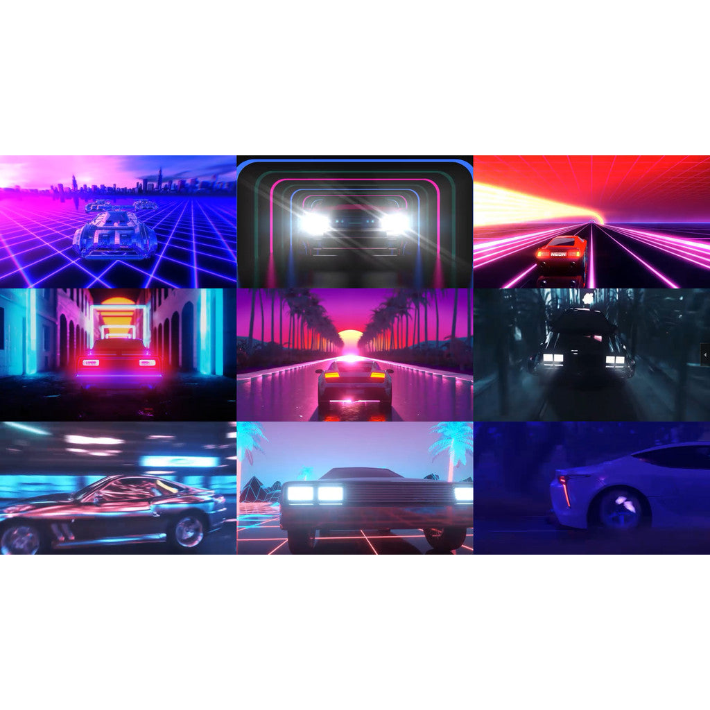 🎥 VJ LOOP | Vaporwave Retro Neon Car Rap Visuals for Club Stage 🟣🚗🎶 [ MICHIGO STUDIO ]
