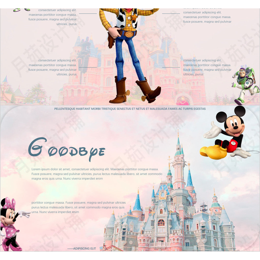 POWERPOINT TEMPLATE 144 | 🏰 Disney Disneyland Animation Cute Editable PPT Cartoon Student Presentation