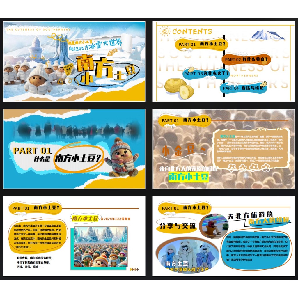 POWERPOINT TEMPLATE 10 | 🥔 Trendy Collage Hot Topic Winter Theme Funny PPT Template [ MICHIGO STUDIO ]