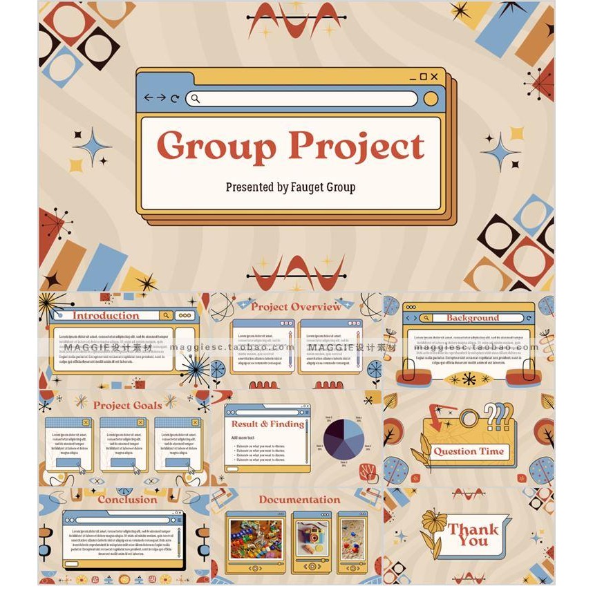 POWERPOINT TEMPLATE 272 | 🌐 Creative Web Style Cartoon Teacher Courseware Business Meeting Work Report PPT