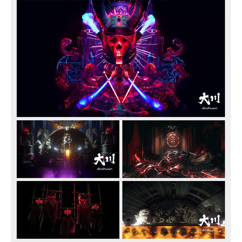 🎥 VJ LOOP | Retro Dark Skull & Ram Head Gothic Stage LED Club Background 🐏💀 [ MICHIGO STUDIO ]
