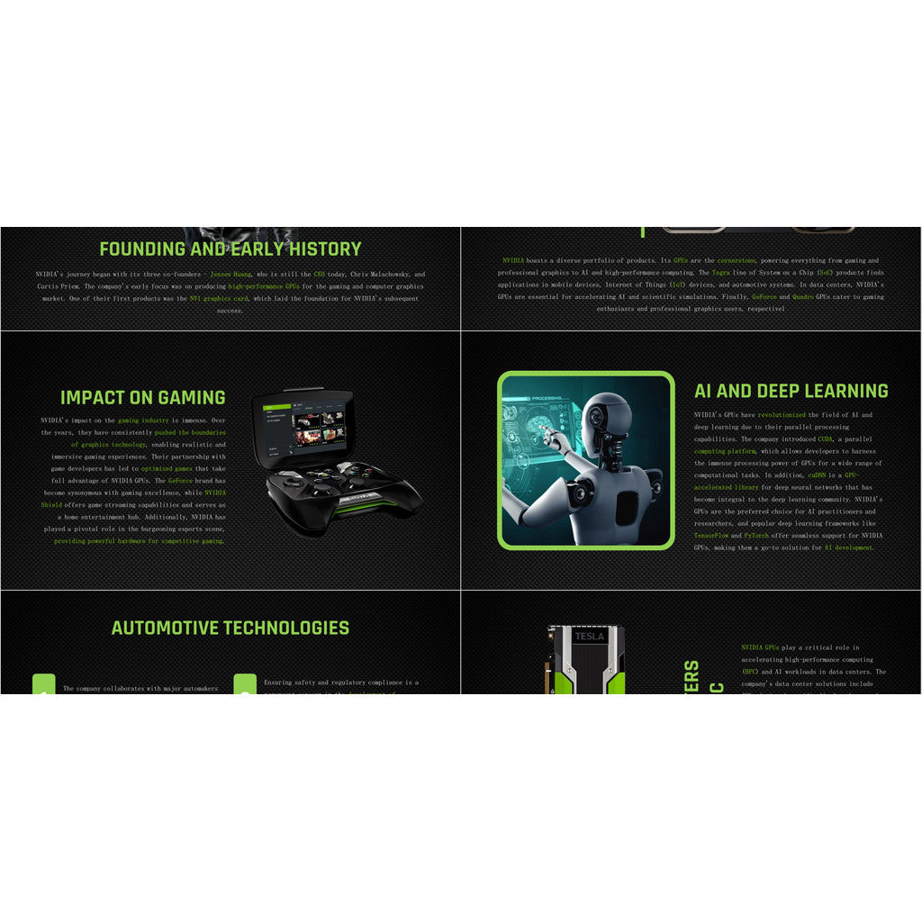 POWERPOINT TEMPLATE 317 | 💻 NVIDIA Company Profile PPT Template English Introduction Corporate Brand Content Included