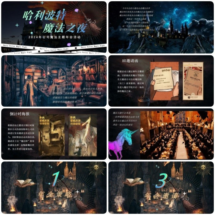 POWERPOINT TEMPLATE 299 | 🧙‍♂️ 2024 Company Annual Party Planning Harry Potter Magic Main PPT