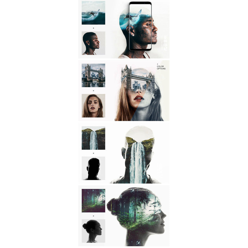 🖌️ PS ACTION | Double Exposure Photo Composite Effect 🎨 [ MICHIGO STUDIO ]
