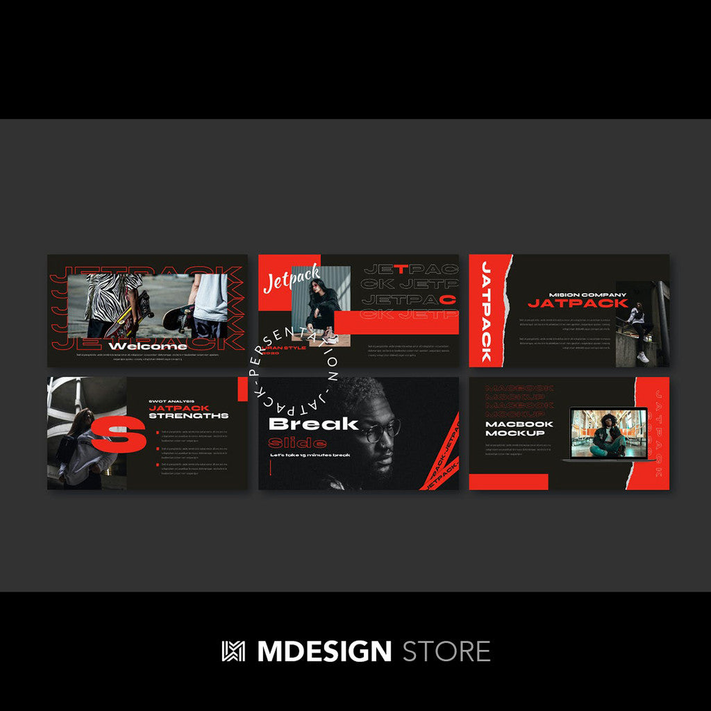 POWERPOINT TEMPLATE 297 | 🏙 Fashion Trendy Street Brand Promotion Dark Presentation PPT Template No Image