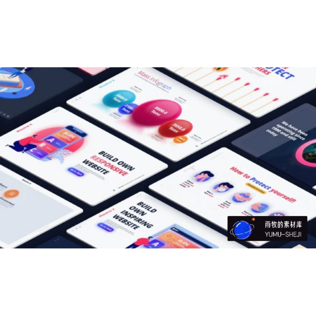 POWERPOINT TEMPLATE 31 | 📊 300 Pages High-End English Dynamic 3D Illustration Gradient Infographic PPT Template