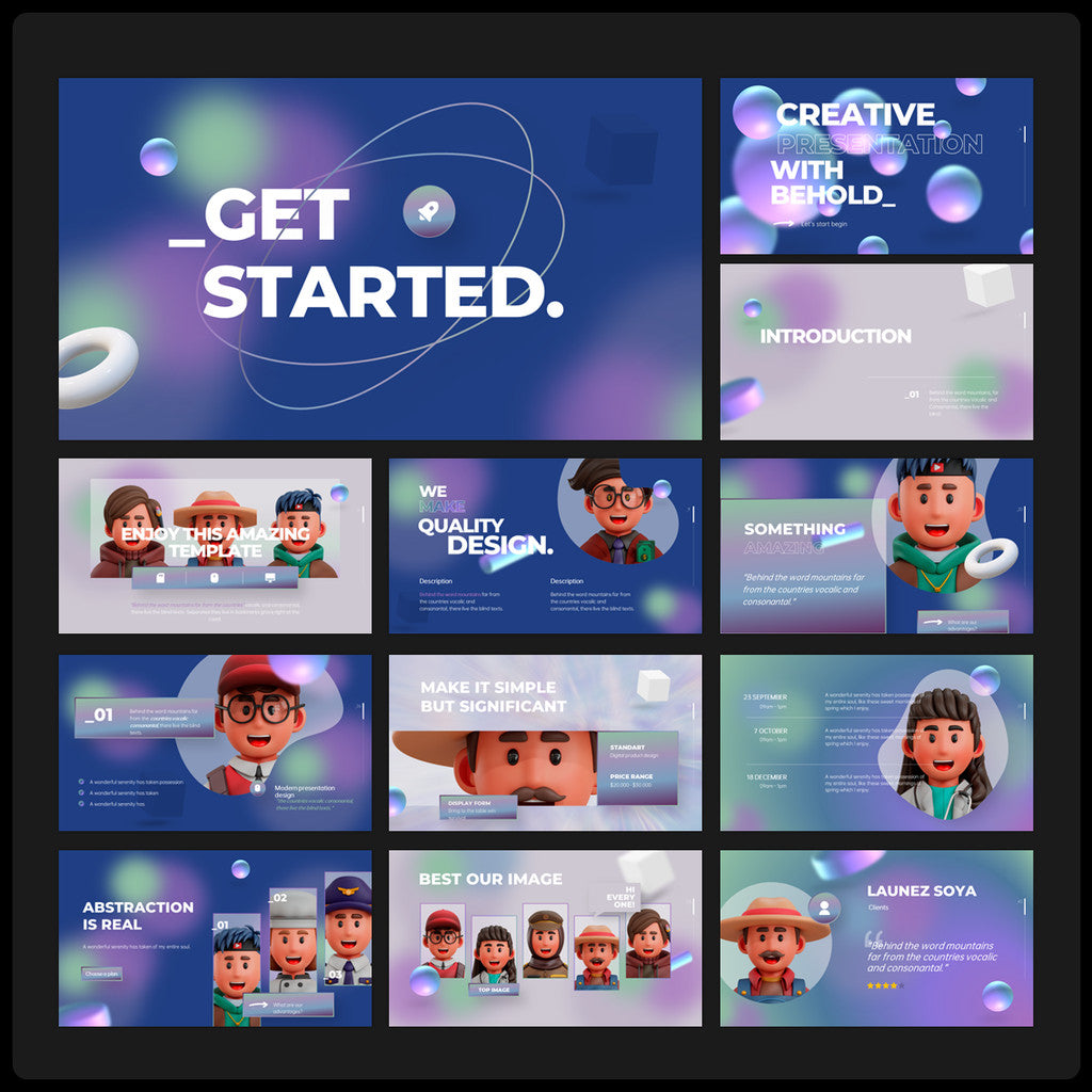 POWERPOINT TEMPLATE 19 | ✨ 46 Pages Dynamic 3D Unreal High-End Layout Stylish PPT Template [ MICHIGO STUDIO ]