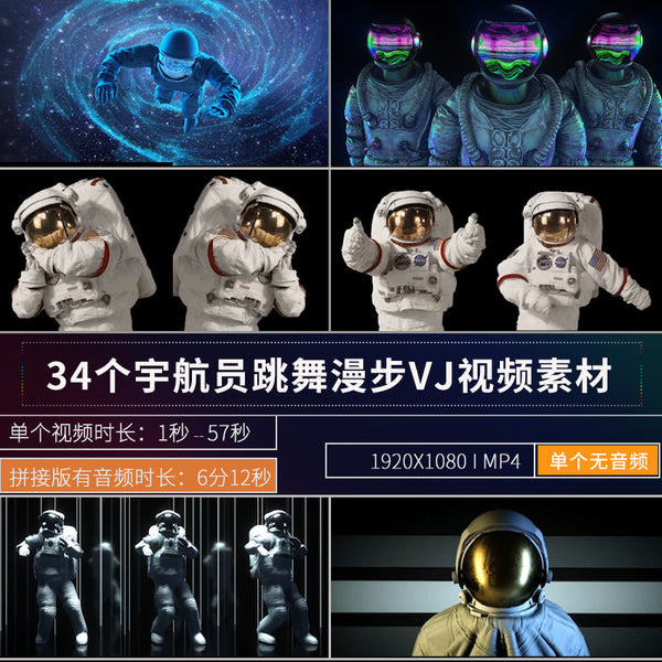 🎥 VJ LOOP | Sci-Fi Astronaut Moonwalk Dance LED Background for Club [ MICHIGO STUDIO ]
