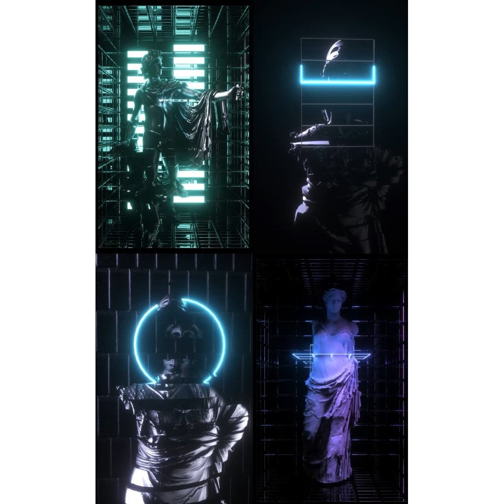 🎥 VJ LOOP | Ancient Rome 3D Sculpture Holographic Ice LED Vertical Background 🏛️🗿❄️ [ MICHIGO STUDIO ]