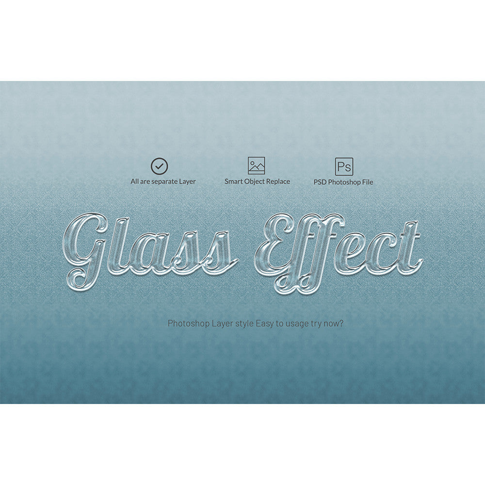 🎨 PSD TEMPLATE | Transparent Glass Acrylic Material Text Effect Layered PSD Mockup Title Design [MICHIGO STUDIO]