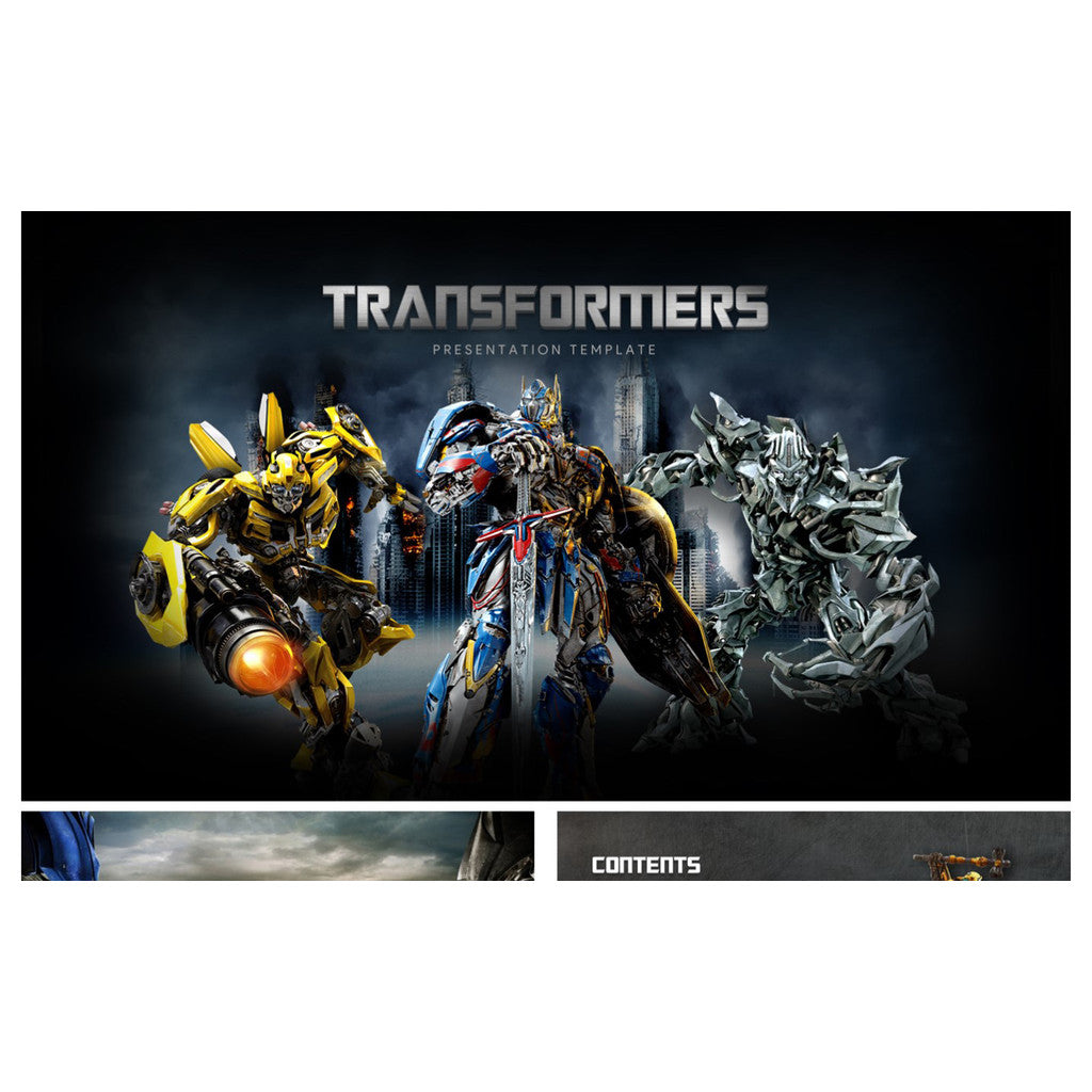 POWERPOINT TEMPLATE 243 | 🤖 Transformers Movie Introduction PPT Template Movie Review Recommended English Presentation