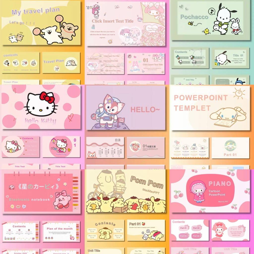 POWERPOINT TEMPLATE 269 | 🧸 Original Cartoon Collection High-Quality Cute Characters All-Inclusive Kindergarten PPT