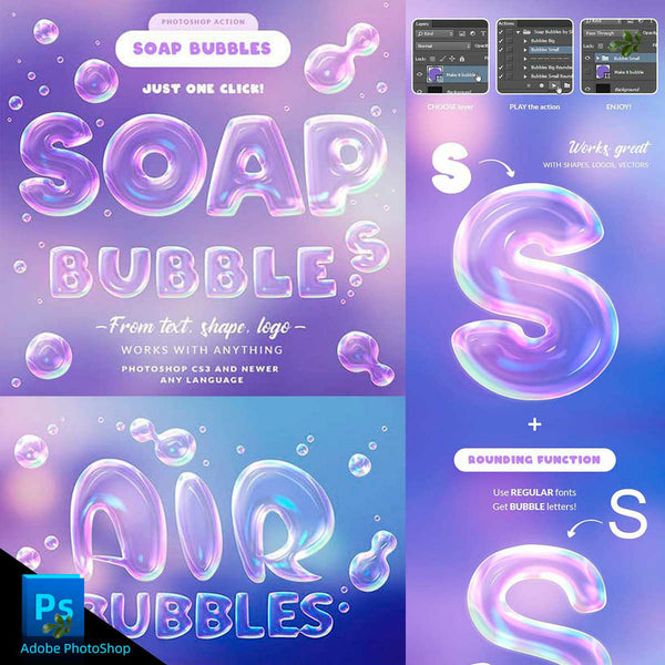 🎨 PSD TEMPLATE | Transparent Glass Bubble Light Effect Typography PSD Design File [MICHIGO STUDIO]