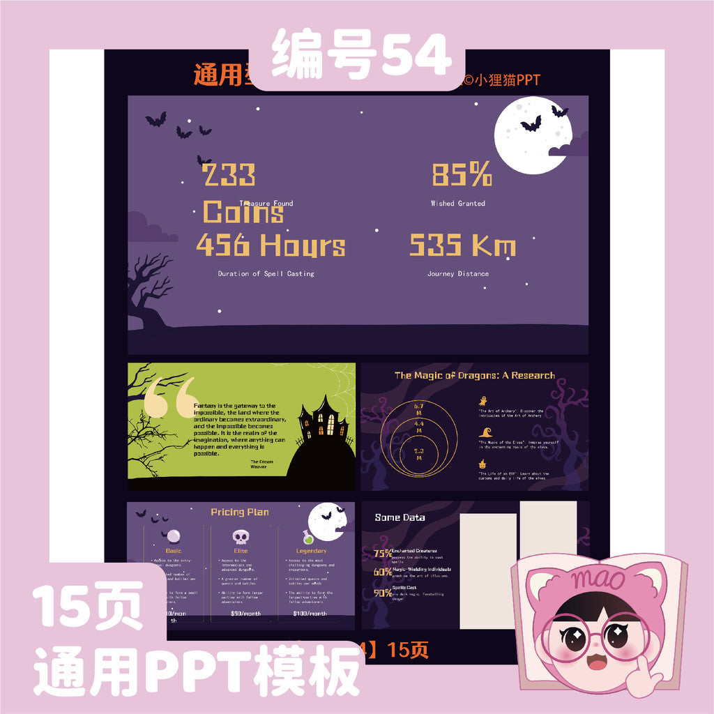 POWERPOINT TEMPLATE 111 | 🎃 Halloween Universal PPT Template Editable 15 Pages Work Plan Course Summary Learning