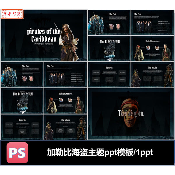 POWERPOINT TEMPLATE 149 | ⚓ Pirates of the Caribbean Movie Theme Editable Work Plan Brand Promotion PPT
