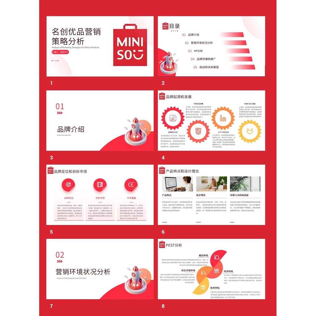 POWERPOINT TEMPLATE 49 | 🛍️ MINISO Brand Marketing Strategy Case Study Class Report PPT Template [ MICHIGO STUDIO ]