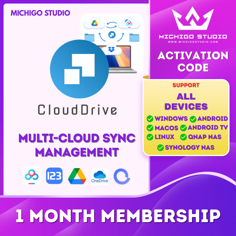 ☁️ CloudDrive Monthly Membership (1 Month) Multi-cloud sync management Baidu Netdisk Google Drive Nas Synology