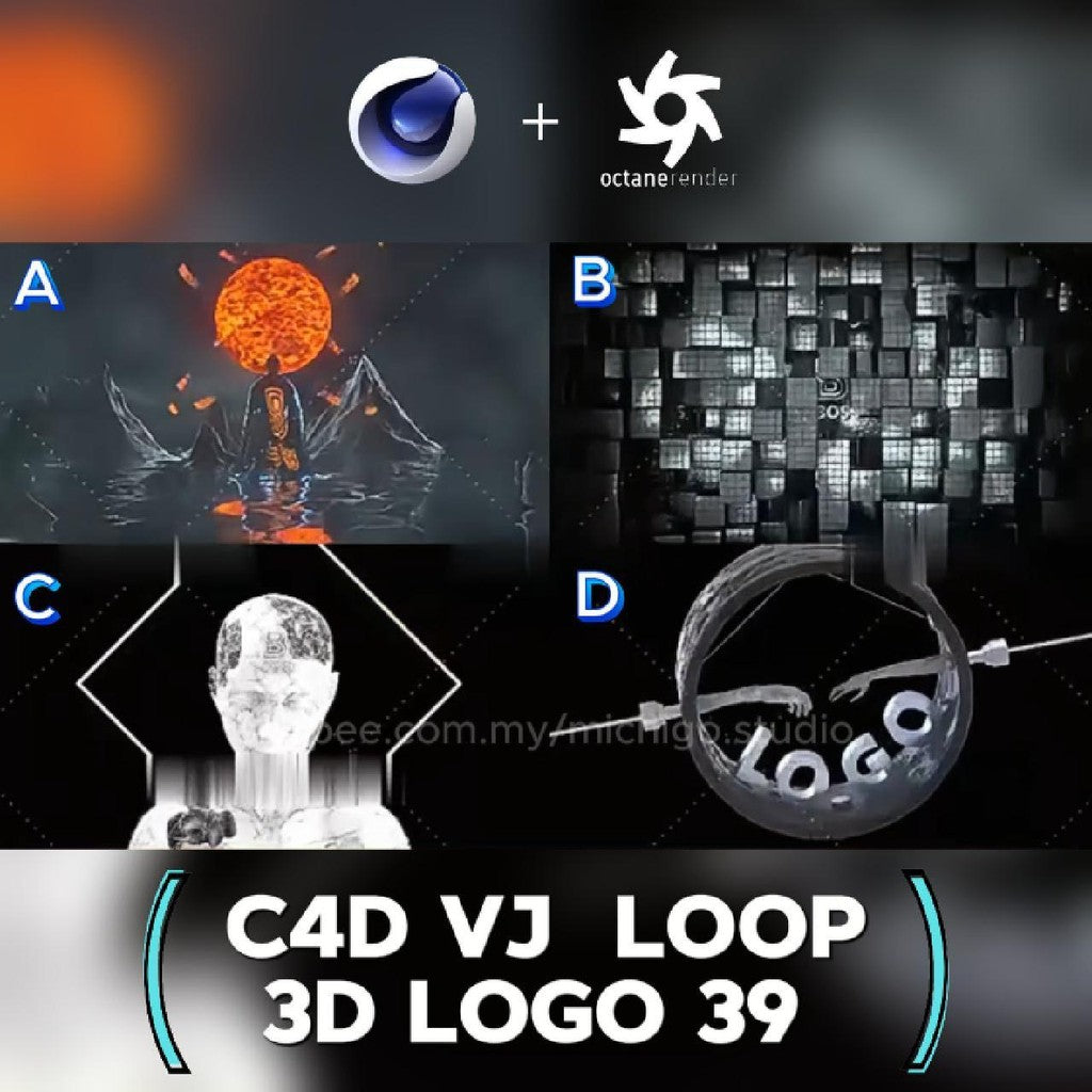 🌀 VJ 3D LOOP LOGO  | Custom C4D + Octane for DJ, Club & KTV [39]